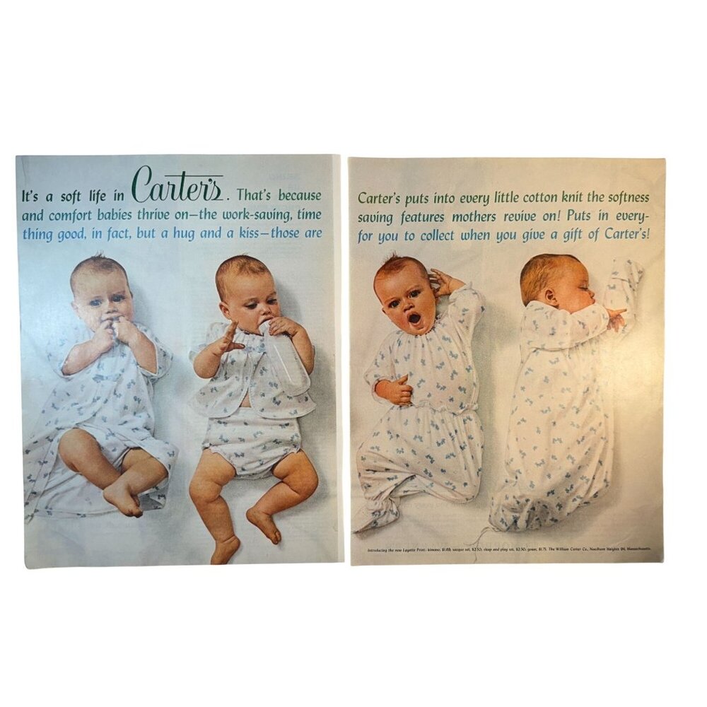 Vintage 1961 Carters Baby Infant 2 Page Cut Advertisement Print Ad